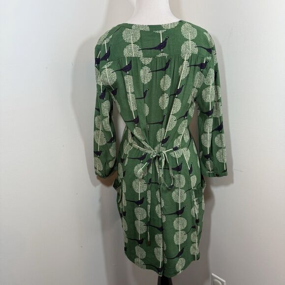 Anthropologie Maeve Devery Green Bird Print Dress XS ASO TV Last Man Standing - Picture 3 of 16
